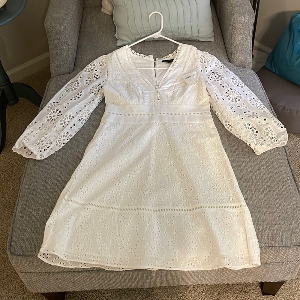 White eyelet banana republic dress
